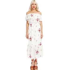 Lost and Wander embroidered Off the Shoulder Maxi Dress size medium M